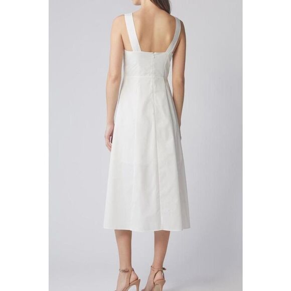 NWT Du Paradis Cream Sleeveless Cowl Neck Plissé Midi Sheath Silhouette Dress - Picture 2 of 11
